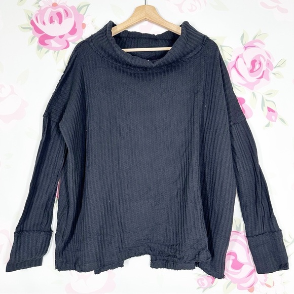 Free People Tops - NEW Free People Juicy Thermal Black Long Sleeve Top S